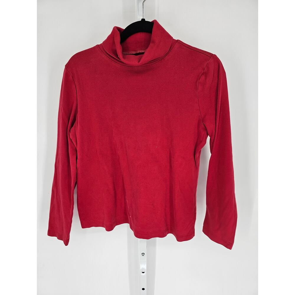 Charter Club Women's Long Sleeve Red Turtle Neck Pima Cotton T-shirt Top Size L